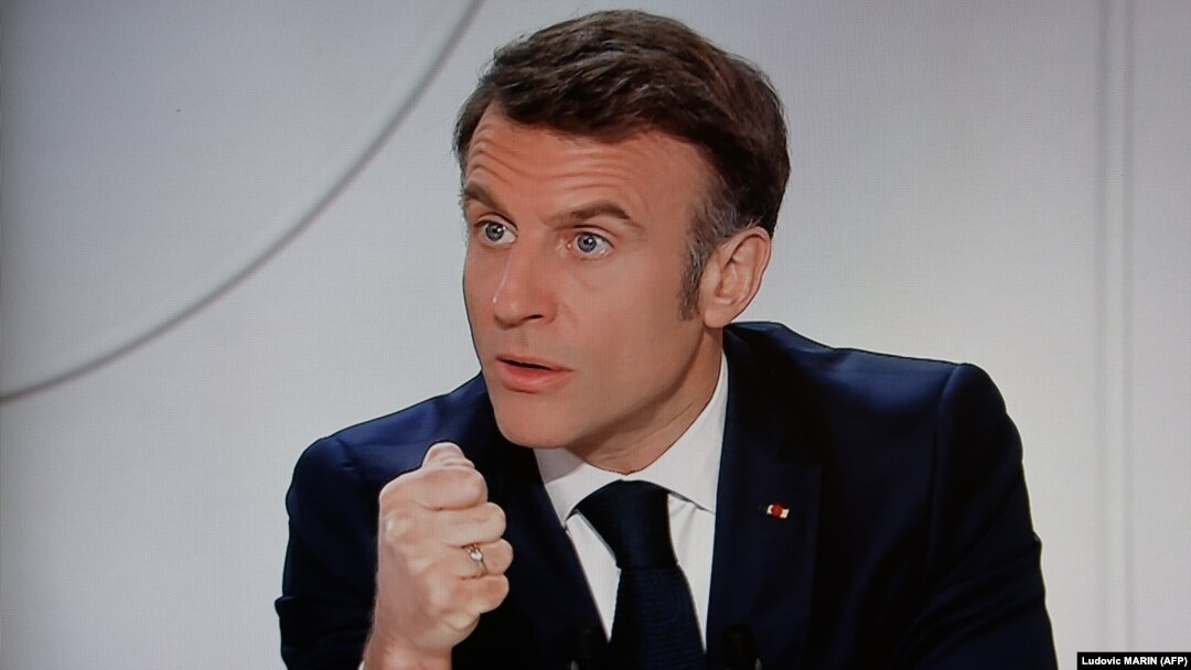 President Emmanuel Macron speaks to French television on March 14.