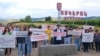 Nagorno-Karabakh - Activists block a road from Stepanakert to Aghdam offered by Azerbaijan as an alternative supply line to Karabakh and demand the reopening of the Lachin corridor, July 18, 2023. 