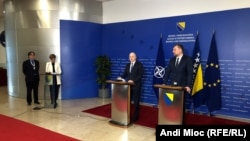 Konferencija za novinare zamjenika generalnog sekretara NATO-a Mircea Geoana i ministra vanjskih poslova BiH Elmedina Konakovića, Sarajevo, 1. februar 2024. 