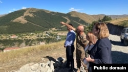 U.S. Ambassador to Armenia Kristina Kvien (R) traveled to Armenia’s Vayots Dzor province “to observe the security situation on the Armenia-Azerbaijan border.” 