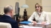 Мария Лвова-Белова на среща с Владимир Путин. Снимката е от 16 февруари 2023 г.