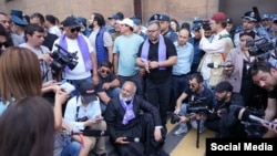 Armenia - Archbishop Bagrat Galstanian and his supporters hold a sit-in outside the Interior Ministry building in Yerevan, May 29, 2024.