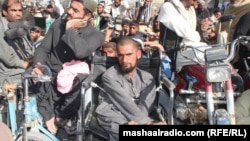 Persons with disabilities protest in Chaman against the closure in December.