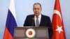 Russian Foreign Minister Sergei Lavrov speaks to reporters in Ankara on April 7. 