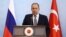 Russian Foreign Minister Sergei Lavrov speaks to reporters in Ankara on April 7. 