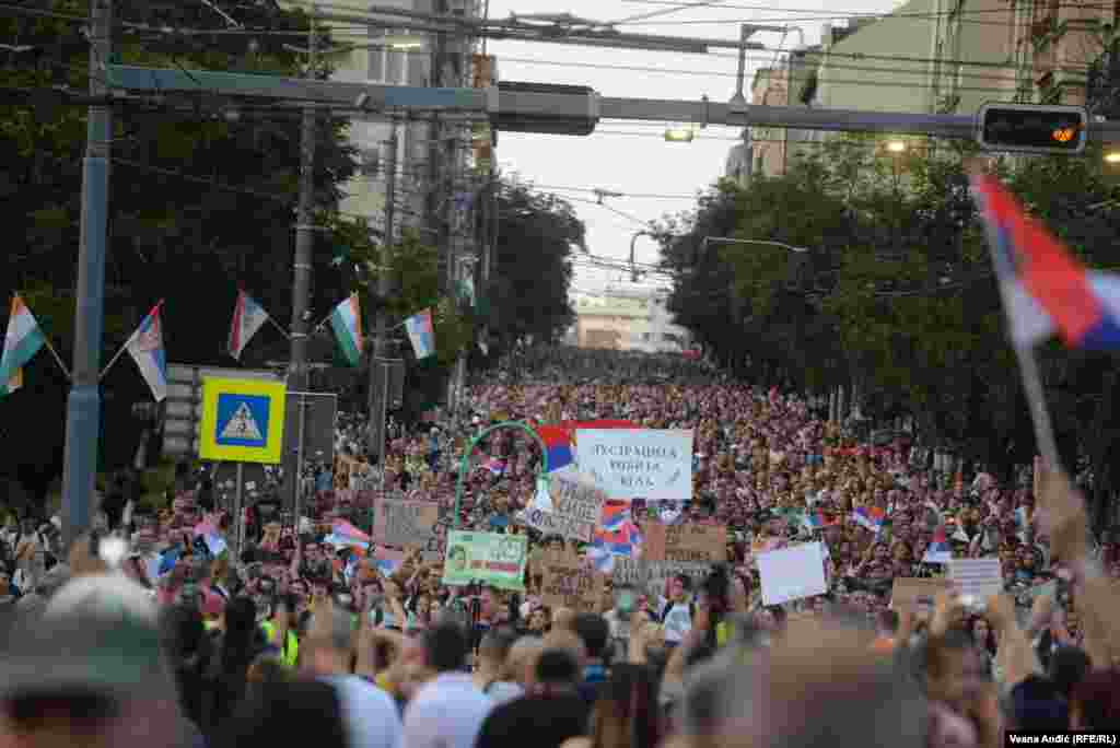 Protest 9. juna u Beogradu bio je masovan kao i prethodnih pet.