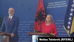 Borjana Krišto, predsjedavajuća Vijeća ministara BiH i Edi Rama, premijer Albanije nakon susreta u Sarajevu, 7.juli 2023. godine
