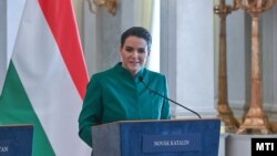 Novák Katalin köztársasági elnök sajtótájékoztatót tart a Sándor-palotában 2024. február 6-án