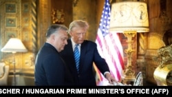 Унгарскиот премиер Виктор Орбан со поранешниот американски претседател Доналд Трамп, март 2024 година