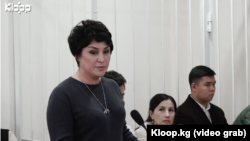 State expert Zhanna Karaeva testifies in Bishkek.