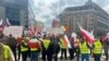 Fermieri din Ungaria, Polonia și alte state central-europene din UE, cărora li s-au alăturat și agricultori moldoveni, protestează împotriva importurilor de cereale ucrainene, Bruxelles, 23 mai 2023.