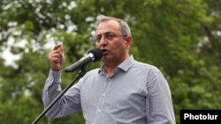 Armenia - Opposition leader Artsvik Minasian addresses protesters on Marshal Bagramian Avenue, Yerevan, June 10, 2024.