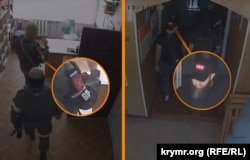 Стопкадри з камер спостереження під час візиту російських силовиків до «Центру реабілітації дітей»
