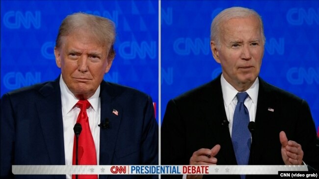 د بایډن او ټرمپ د مناظرې یو انځور