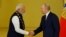 Narendra Modi és Vlagyimir Putyin 2024. július 9-én Moszkvában