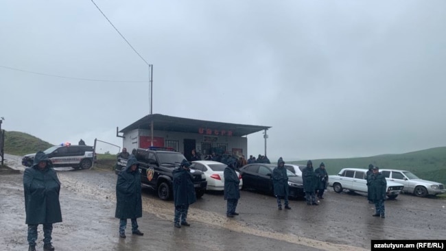 Armenia- Police stand guard in Kirants village, May 4, 2024.