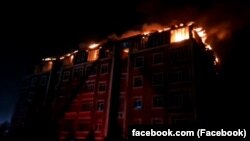 Пожар в многоэтажном жилом доме в городе Вахдат