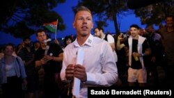 Peter Mađar, lider opozicione stranke Poštovanje i sloboda, na dan izbora, 9. jun 2024.