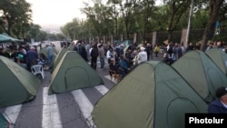 Armenia - Protesters are camped out on Marshal Bagramian Avenue, Yerevan, June 10, 2024.