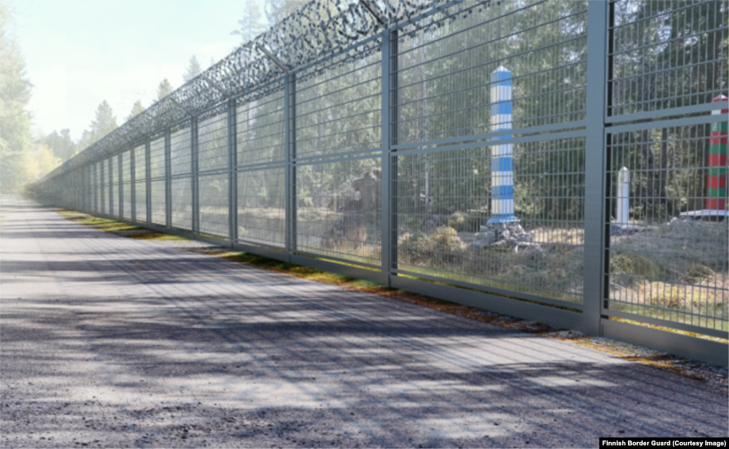 A computer-generated image demonstrating what the three-meter-high fence is projected to look like. As well as the mesh and razor-wire fence, the barrier will include &ldquo;an adjacent road, a deforested opening as well as a technical surveillance system,&rdquo; according to a&nbsp;press release from the Finnish border guard. &nbsp; &nbsp;