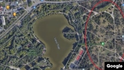 Imagine din satelit cu bucata de parc retrocedată