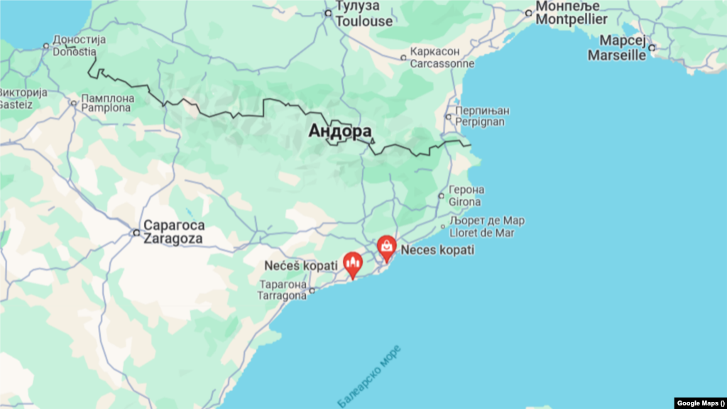 Dok su neke lokacije već uklonjene sa Google mapa, pojavljuju se nove i van granica Srbije. Na fotografiji su lokacije na obalama Španije s natpisima &quot;Nećetš kopati&quot;.