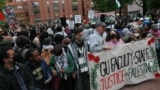 تظاهرات اعتراضی در حمایت از فلسطینیان غزه، محوطهٔ دانشگاه جورج واشینگتن، ۲۵ آوریل