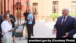 Аляксандар Лукашэнка выступае ў БДУ, 25 жніўня 2023 году.