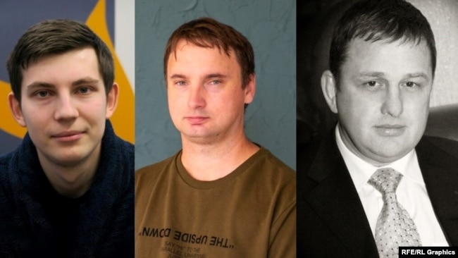 Imprisoned RFE/RL journalists Ihar Losik, Andrey Kuznechyk, and Vladyslav Yesypenko