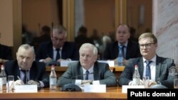 Armenia - Russian members of a Russian-Armenian commission on defense cooperation attend its session in Yerevan, March 28, 2023.