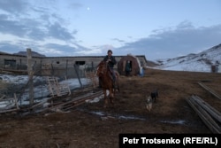 Zhamlika Kusain atop his horse