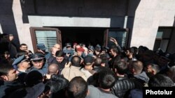 Armenia - Protesters storm the Karabakh mission in Yerevan, October 20, 2023.