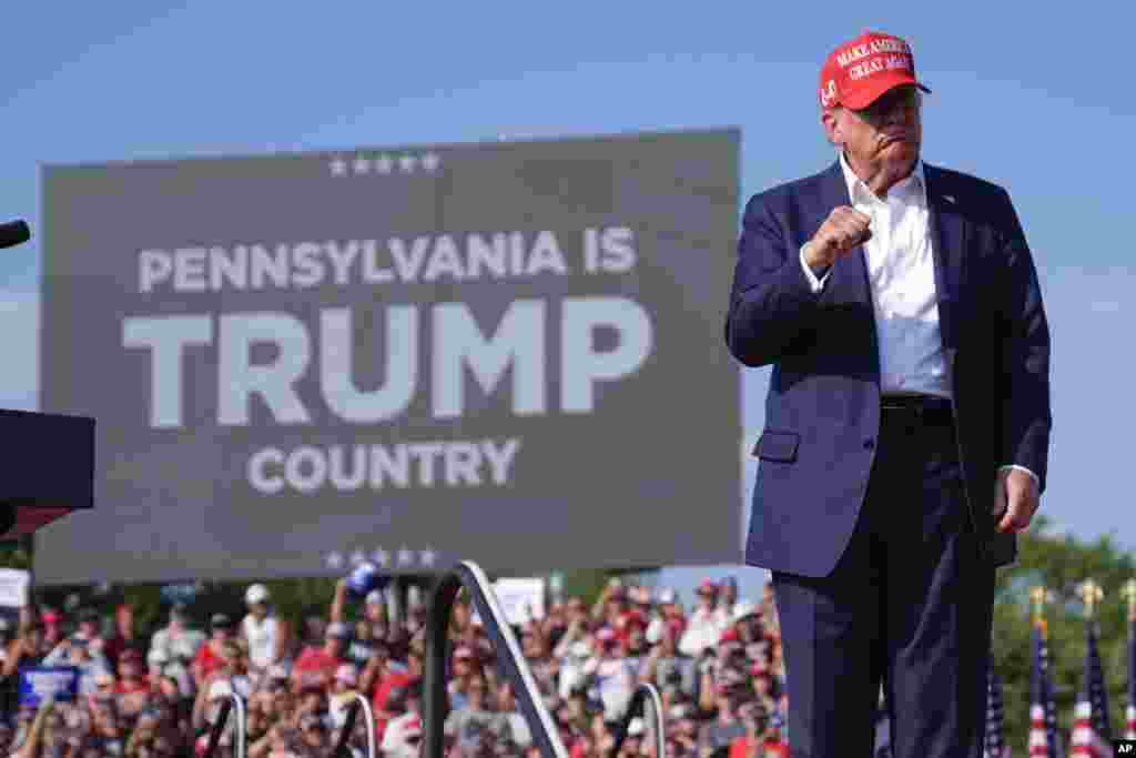 Republican presidential candidate&nbsp; and former President Donald Trump arrives for a campaign rally on July 13 in Butler, Pennsylvania.