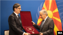 Претседателот на Република Северна Македонија Стево Пендаровски и Генералниот секретар на Обединетите Нации Антонио Гутереш во Њујорк