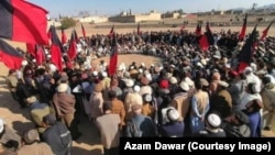 A sit-in protest is held by the National Democratic Movement against the shooting of its leader and election fraud in North Waziristan on February 12.