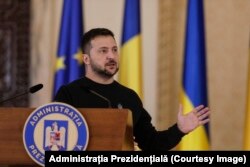 Președintele Volodimir Zelenski a fost la București pe 10 octombrie 2023.