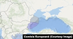 Zonele economice ale României și Bulgariei (zona hașurată cu violet) de la Marea Neagră.