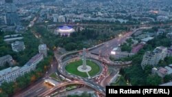 გადაკეტილი გმირთა მოედანი, დრონის კადრი. თბილისი, 2 მაისი, 2024.