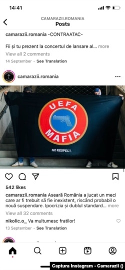 Camarazii au fost printre grupările care au boicotat meciul de fotbal România - Kosovo.