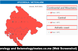 Crveni meteoalarm u Crnoj Gori