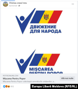 Captură cu reclama sponsorizată a Mișcării Pentru Popor de pe o pagină de Facebook anonimă, 21 februarie 2023