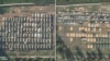 A comparison of satellite images showing the dismantling of tents at the Wagner camp in Tsel, Belarus, as of September 9 (right) compared to August 1 (left).