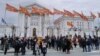 Протест на вработените во Министерството за култура за повисоки плати пред владата во Скопје