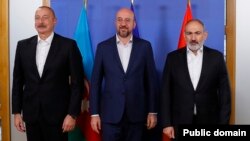Belgium - EU Council President Charles Michel meets the leaders of Armenia and Azerbaijan in Brussels, July 15, 2023.