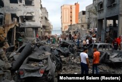 A Gázai övezet az izraeli válaszcsapások után