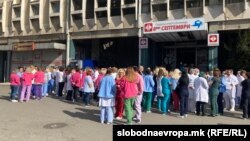 Протест на здравствените работници во градската општа болница, Скопје 20.02.2023