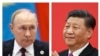 Președintele rus Vladimir Putin (stânga) și liderul chinez Xi Jinping (foto combo)