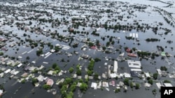Город Олешки на левом берегу Херсонской области, затопленный в результате уничтожения Каховской ГЭС, 10 июня 2023 года