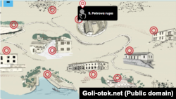 Foto: Mapa logora sa virtuelnog vodiča Goli otok (www.goli-otok.net) 