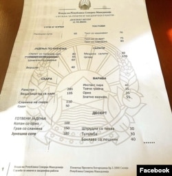 Дневно мени во ресторан на Владата на РСМ, 12 октомври 2023 кое на социјалните мрежи го објави портпаролот на ВМРО-ДПМНЕ, Наум Стоилковски